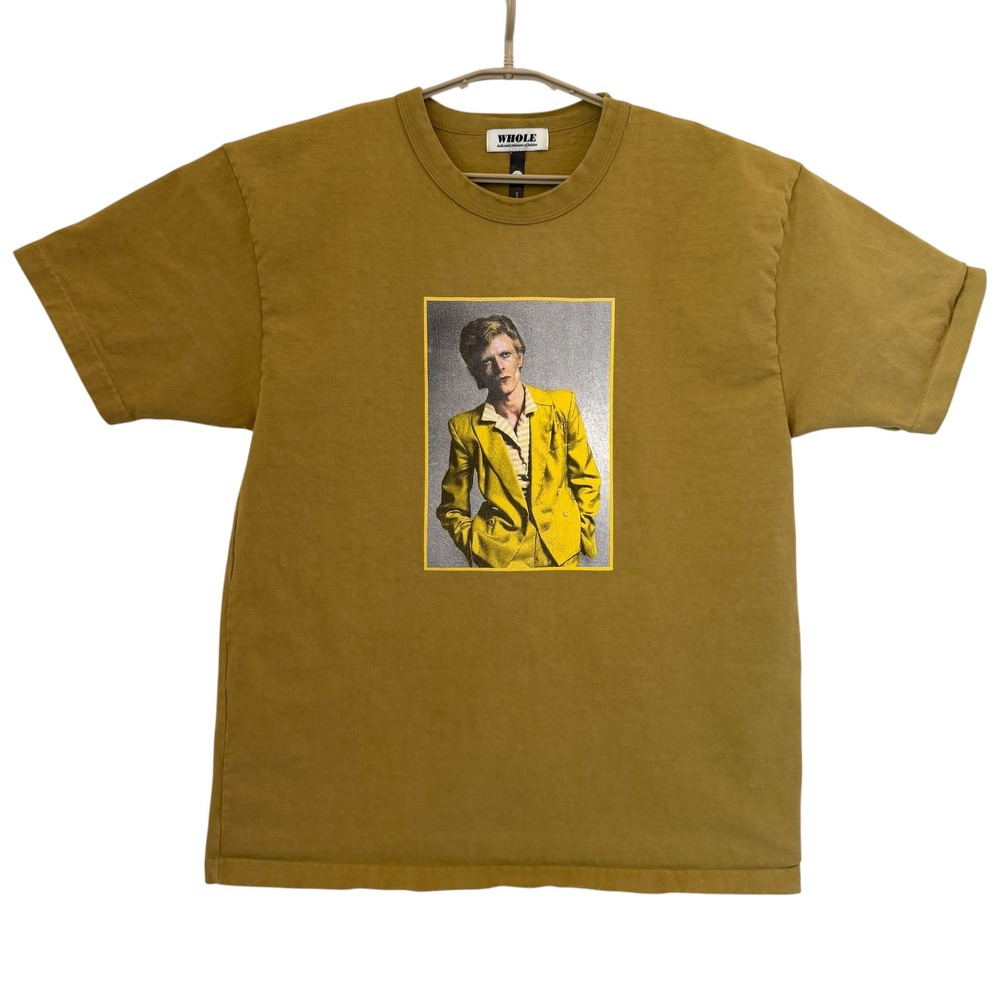WHOLE David Bowie Suited Up Graphic T-Shirt Medium Yellow Terry O'Neill READ‎